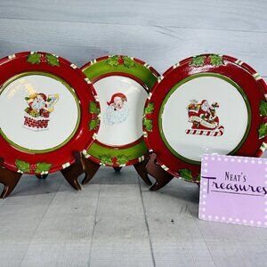 Christopher Radko LETTERS TO SANTA Ironstone Christmas Salad Lunch Plate Set 3